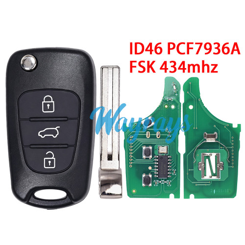 For Hyundai ID46 chip PCF7936A  with FSK 434mhz 3 button remote key