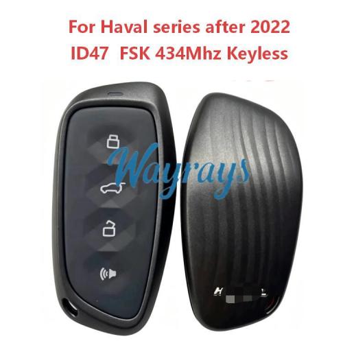 Original for HAVAL series after 2022 ID47 chip with FSK 434mhz keyless 4 button remote key