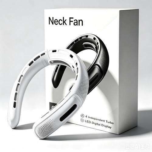 2026 New Portable Neck Fan Black/White color – USB-Powered, Quiet, Mini, 4000mAh Long Battery Life， With digital display