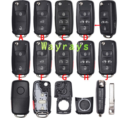 For VW 202AD model after 2011 key shell with round logo place