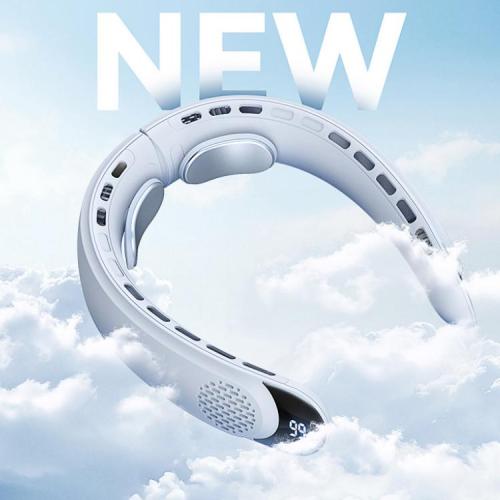 2026 New Portable Neck Fan Black/White color – USB-Powered, Quiet, Mini, 4000mAh Long Battery Life， With digital display