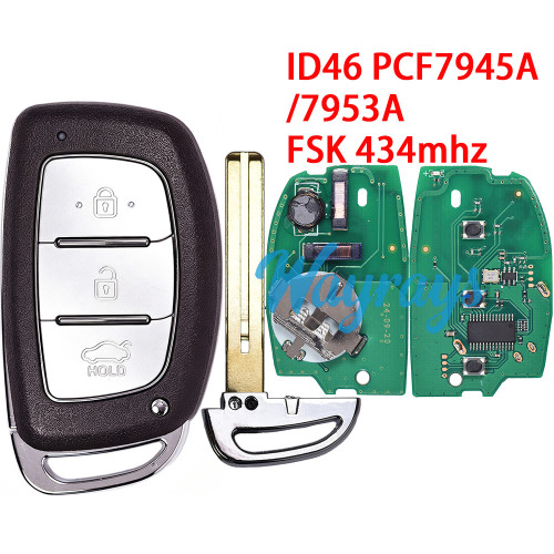 For Hyundai iX35/Verna ID46 chip PCF7945A/7953A with FSK 434mhz 3 button remote key