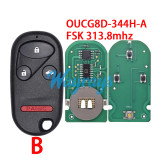 For Honda OUCG8D-344H-A FSK 313.8mhz 2+1/3+1 button remote key