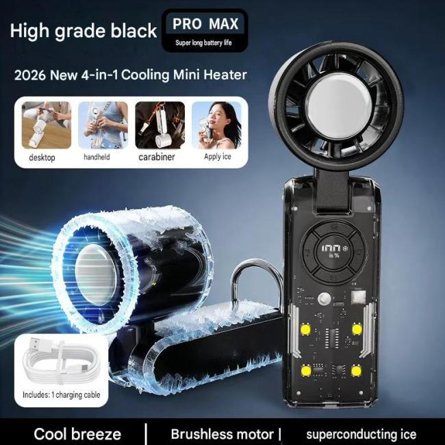 2026 Portable Handheld Fan with Semiconductor Cooling & Cold Compress – Long Battery Life, Foldable, Mini Desktop Cooling Gadget