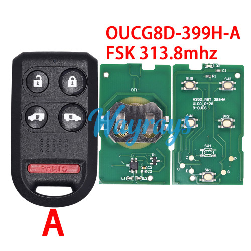 For Honda OUCG8D-399H-A FSK 313.8mhz 4+1/5+1 button remote key P/N: 72147-SHJ-A61