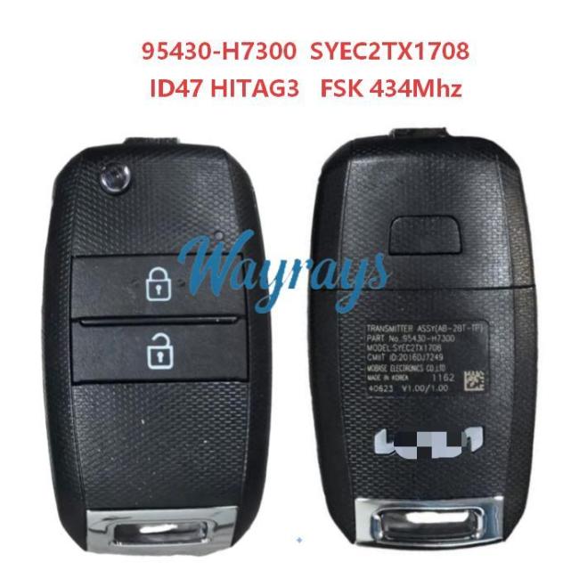 Original for Kia 95430-H7300 ID47 chip with FSK 434mhz 2 button remote key