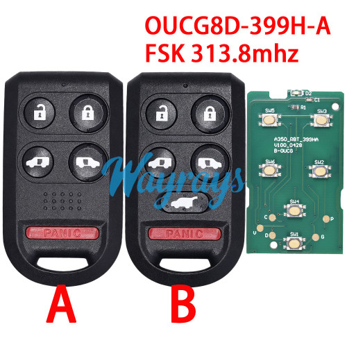 For Honda OUCG8D-399H-A FSK 313.8mhz 4+1/5+1 button remote key P/N: 72147-SHJ-A61