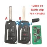 For Toyota 12BFR-01 8A chip with FSK 434mhz 2/2+1 button remote key