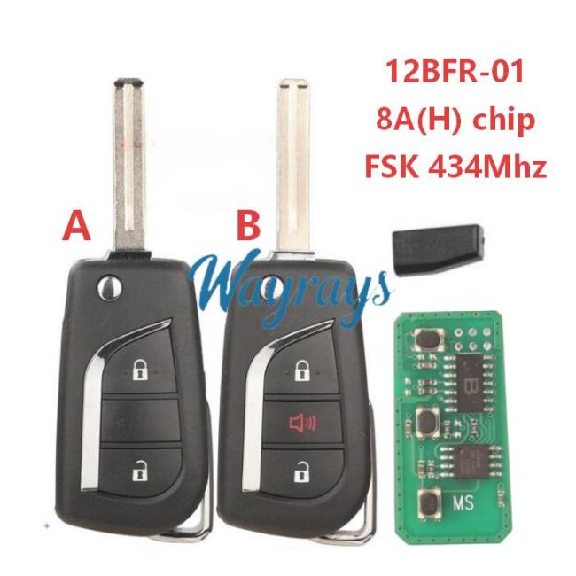 For Toyota 12BFR-01 8A chip with FSK 434mhz 2/2+1 button remote key