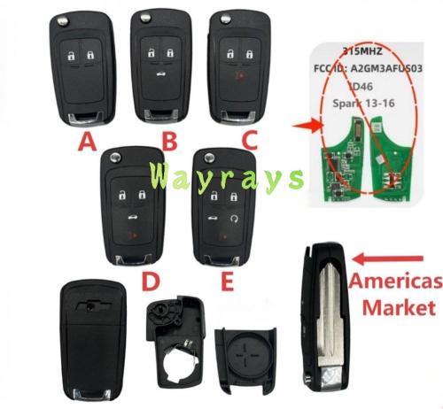 [Americas market] For Chverolet 2013-2016  Spark key shell with OEM logo place