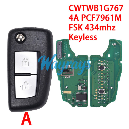 For Nissan CWTWB1G767 4A chip PCF7961M with FSK 434mhz keyless remote key