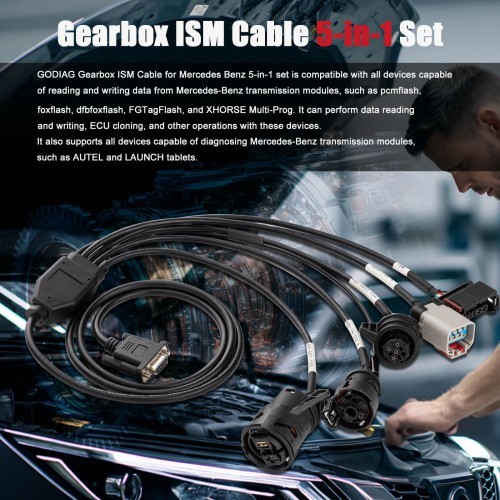 2026 CGDI Gearbox ISM Cable 5-in-1 Set, for Mercedes Benz VGS-FDCT 724/ VGS2-722.8/ VGS-7Gtronic-722.9/ VGS-9GT-725/ ISM Work with CGDI MB and FC200