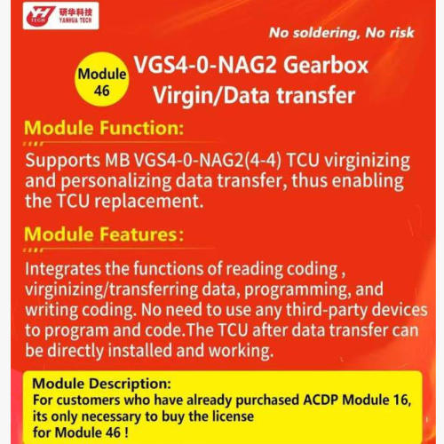 Yanhua ACDP Module 46 with License A107 , for VGS4-0 NAG2 (4-4) Gearbox Virgin / Data Transfer
