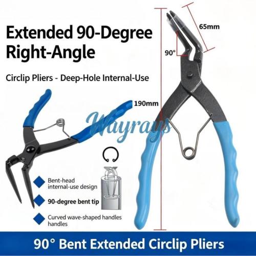 Extended 90° Right-Angle Circlip Pliers – Deep-Hole Internal Retaining Ring Tool for Automotive & Residential Locks