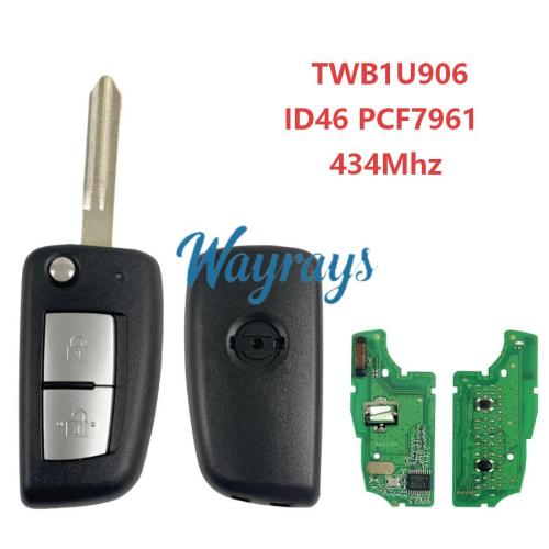 For NIissan TWB1U906 ID46 chip PCF7961 with FSK 434mhz 2 button remote key