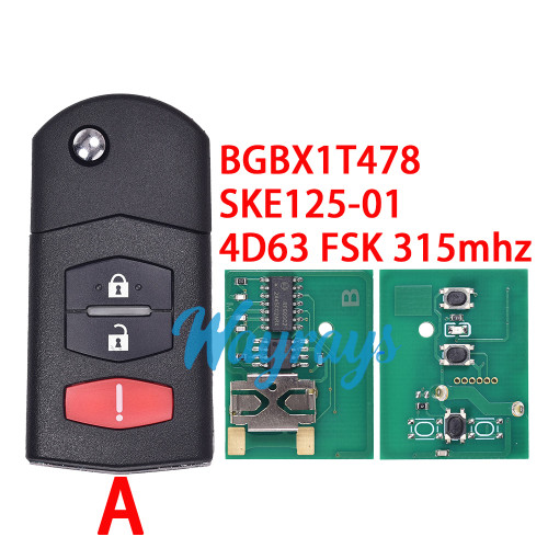 For Mazda BGBX1T478 SKE125-01 4D63 chip with FSK 315mhz 2+1/3+1 button remote key