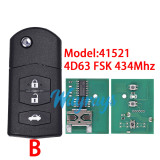 For Mazda M3/Axela M6/Atenza Model 41521 (MD3) 4D63 chip with FSK 434mhz 2/3 button remote key