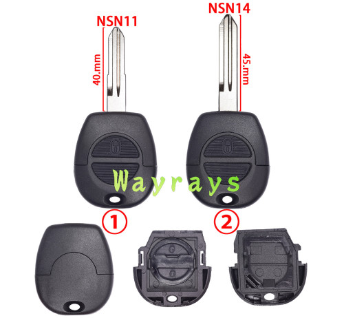 For Nissan key shell with NSN11/NSN14 blade without logo