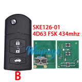For Mazda SKE126-01 4D63 chip with FSK 434mhz 2/3/4 button remote key