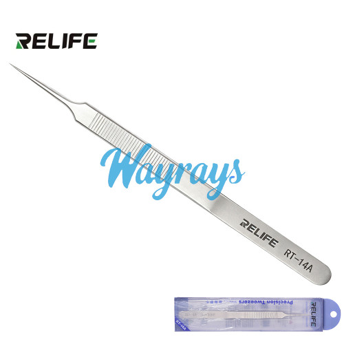 RELIFE RT-14A Titanium Alloy Ceramic-Tipped Tweezers for Micro-Jumper Repair (Extended & Hardened)