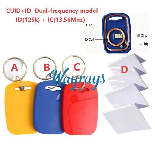 Mixed-Color CUID+T5577 2-in-1 Dual-Frequency Combo Key Fob (ID5200) for Access Control and Elevators