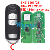 For Mazda SKE13E01/02 ID49 chip PCF7953P/HITAG Pro with FSK 434mhz keyless 2/3/4 button remote key