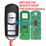 For Mazda SKE13E01/02 ID49 chip PCF7953P/HITAG Pro with FSK 434mhz keyless 2/3/4 button remote key