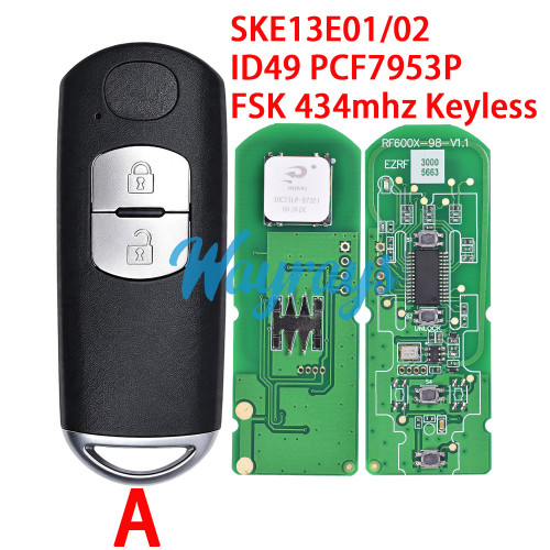 For Mazda SKE13E01/02 ID49 chip PCF7953P/HITAG Pro with FSK 434mhz keyless 2/3/4 button remote key