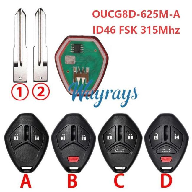 For Mitsubishi OUCG8D-625M-A ID46 chip with FSK 315mhz remote key