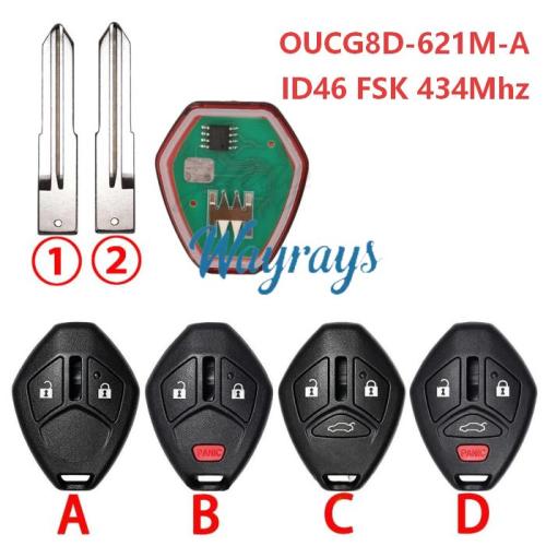 For Mitsubishi OUCG8D-621M-A ID46 chip with FSK 434mhz remote key
