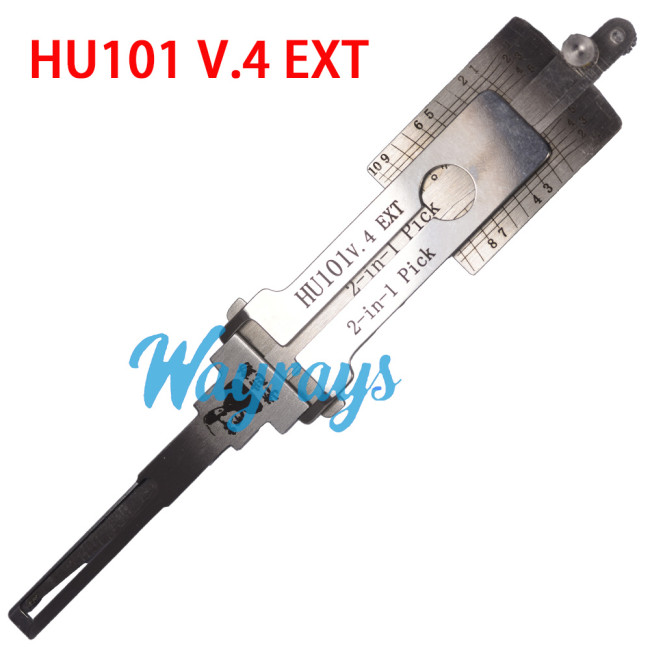 Lishi HU101 V.4 EXT 2 in 1 tool.Support Ford Jaguar Land Rover Discovery Freelander Volvo XC60 S40 v40 Focus Carnival. New Mondeo, Winning, Mustang (front opening), Max, Saab (pull the airbag twice and open directly), Chery (Land Rover Freelander, Ford Pathfinder