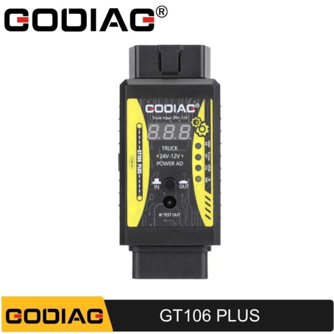 GODIAG GT106 PLUS 24V to 12V Heavy Duty Truck Adapter, Newly Added Fuel Injector Cleaning & Testing Relay Testing for Cars & Trucks