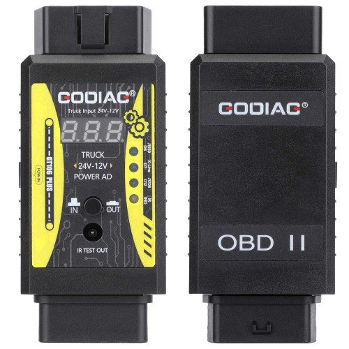 GODIAG GT106 PLUS 24V to 12V Heavy Duty Truck Adapter， Newly Added Fuel Injector Cleaning & Testing Relay Testing for Cars & Trucks