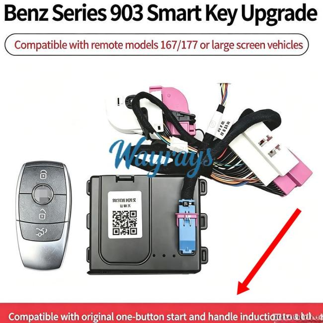 No.1 Bodyguard Terminator Series – 903 Mercedes-Benz FBS4 Adapter Box ，No casing disassembly or soldering required. For 2015–2023 Mercedes-Benz models (C, GLC, CLA, CLS, SLC, G, E, etc.) equipped with the 4th-generation anti-theft  tablet-style  key, push-button start, and door handle proximity sensing; the key's rear housing is secured by a single screw.