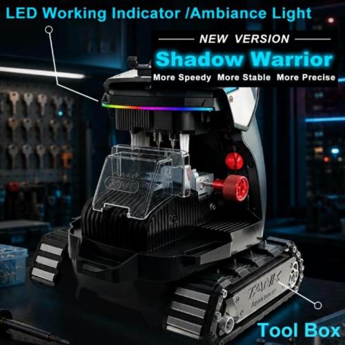 2026 New version 2M2 Tank Shadow Warrior key cutting machine, More Speedy More Stable More Precise,LED Working Indicator /Ambiance Light，can choose battery and FO21 Clamp