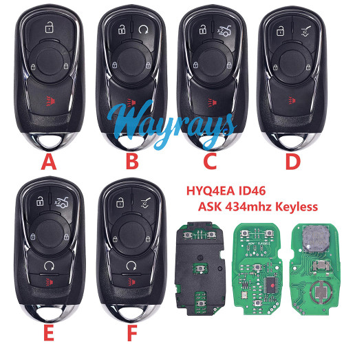 For Buick HYQ4EA ID46 chip with ASK 434mhz keyless remote key