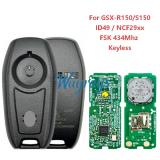 For Motorcycle Suzuki GSX-R150 GSX-S150 ID49 chip NCF29xx with FSK 434mhz keyless 1 button remote key