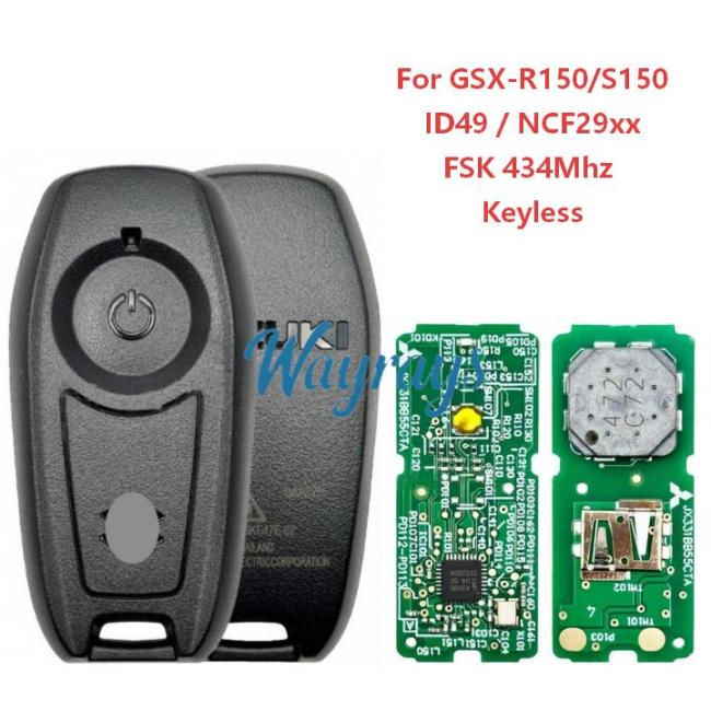 For Motorcycle Suzuki GSX-R150 GSX-S150 ID49 chip NCF29xx with FSK 434mhz keyless 1 button remote key