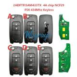 Original for Jeep Renegade Compass 4A chip NCF29 with FSK 434mhz keyless remote key,aftermarket shell