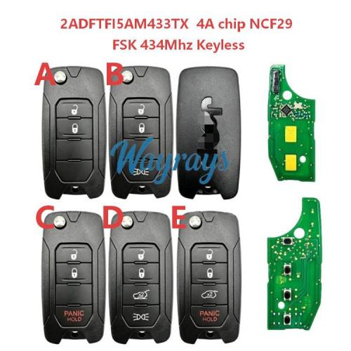 Original for Jeep Renegade Compass 4A chip NCF29 with FSK 434mhz keyless remote key,aftermarket shell
