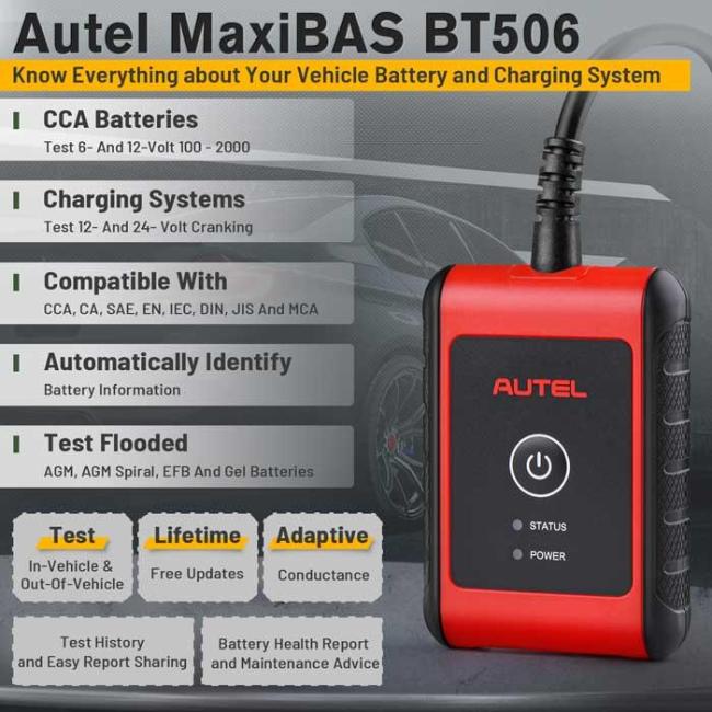 AUTEL MaxiBAS BT506 Battery and Electrical System Analysis Tool Support for Ultra Elite II PRO MK808Z-BT