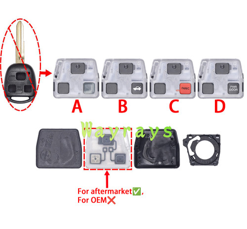 [Only inner key shell part] For Toyota Lexus Land Cruiser prado key shell part,use for aftermarket