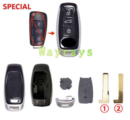 For Audi A3-Q3-Q2L smart modified high quality key shell with OEM logo place