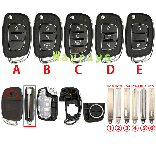 [the screw is on the back ②] For Hyundai key shell with oval logo place