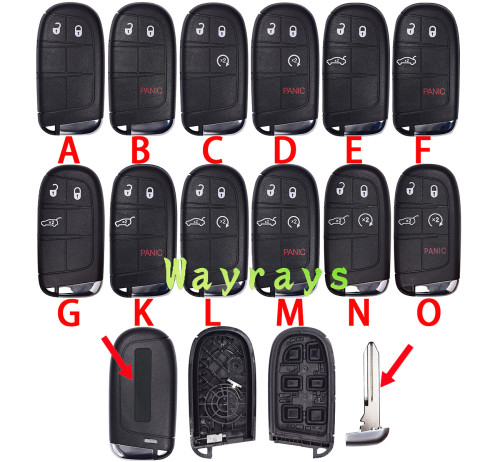 For Chrysler Jeep key shell with logo place