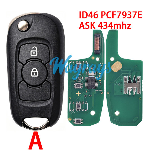 For Opel ID46 chip PCF7937E with ASK 434mhz 2/3 button remote key