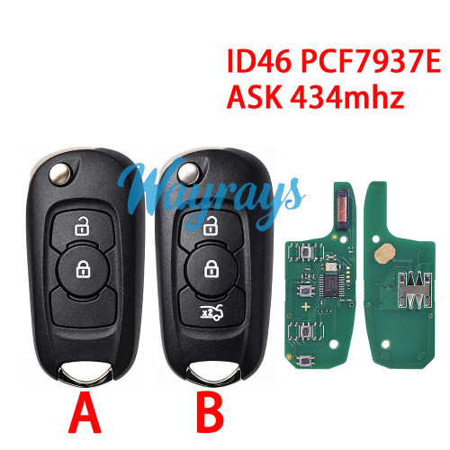 For Opel ID46 chip PCF7937E with ASK 434mhz 2/3 button remote key