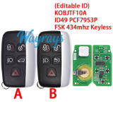 (Editable ID) For Landrover KOBJTF10A ID49 chip PCF7953P with FSK 434mhz keyless 4+1 button remote key