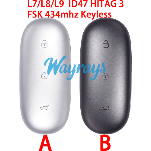 Original for Li Auto L7/L8/L9 ID47 chip HITAG 3 with FSK 434mhz keyless 3 button remote key