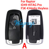 Original for Ford Raptor ID49 chip HITAG Pro with FSK 434mhz keyless 2/3 button remote key